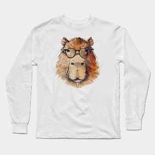 Chill Master with Specs: The Coolest Capybara Around! Long Sleeve T-Shirt